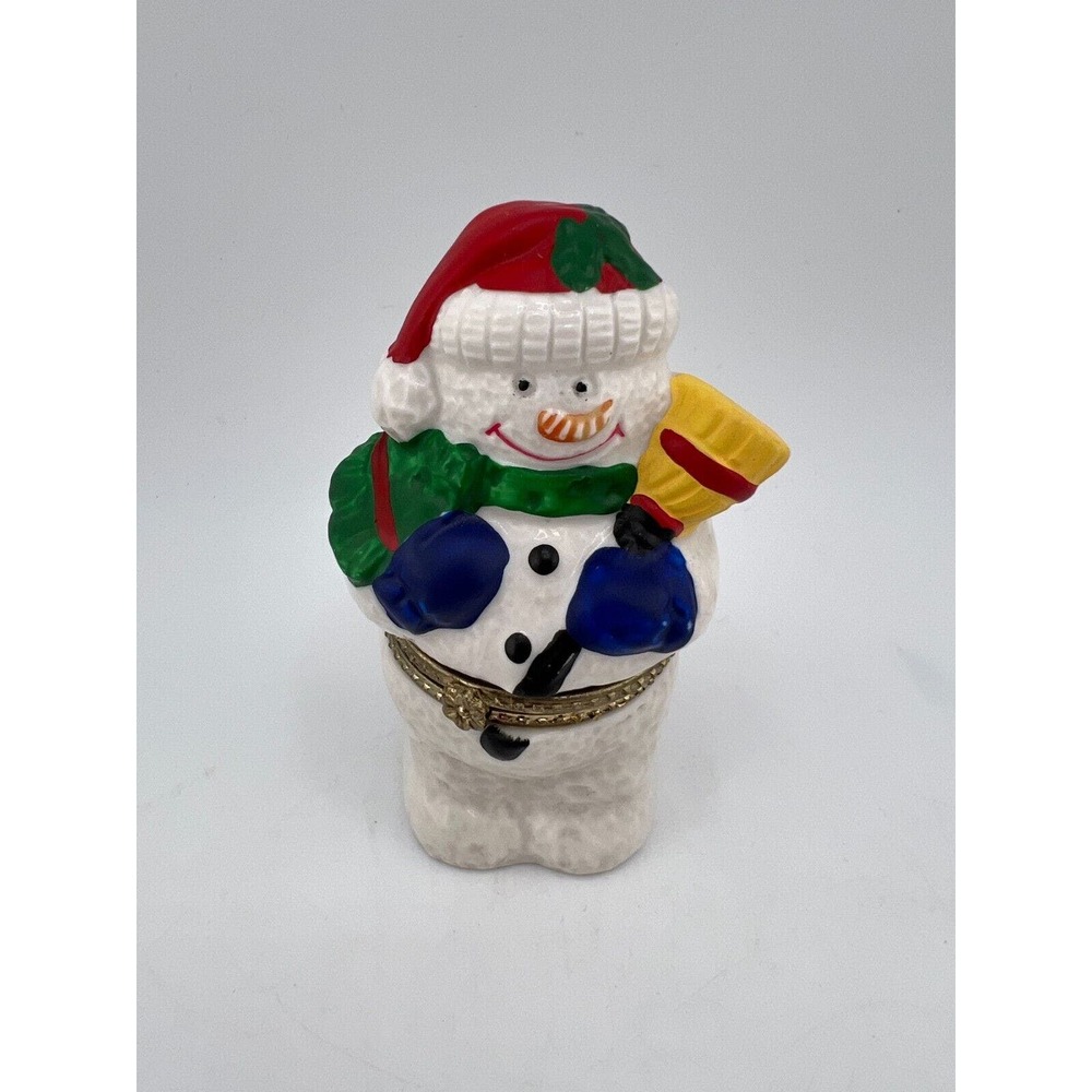 K’s Collection Vintage Frosty Hinged Trinket Jewelry Box Christmas‎ Holidays